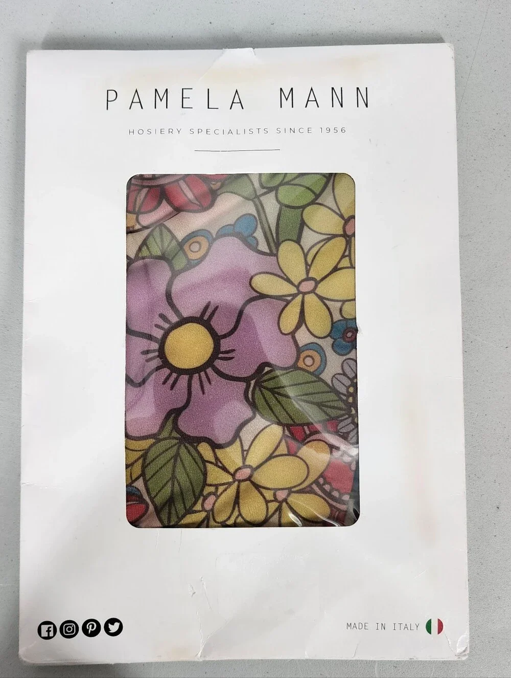 NEW Pamela Mann Womens One Size Floral Flower Power Retro 1960s Printed Tights